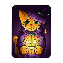 Paarse Halloween Witch Cat Magnet Magneet