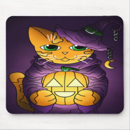 Paarse Halloween Witch Cat Muismat
