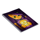Paarse Halloween Witch Cat Notitieboek (Rechterzijde)