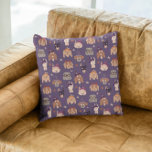 Paarse Halloweenhonden Kussen<br><div class="desc">Schattige en leuk Halloween themakussen met handgetekende illustraties van honden in kostuums.</div>