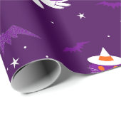 paarse Halloweenkatten Mummy Vampire Bat Witch Cadeaupapier (Rol Hoek)