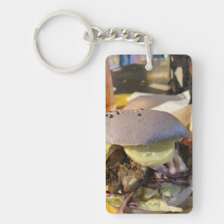 paarse hamburger sleutelhanger enkelzijdig