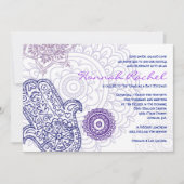 Paarse HAMSA-HAND VAN GOD Bat Mitzvah Uitnodiging (Voorkant)