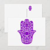 Paarse Hamsa-Hand van Miriam-Hand van Fatima.png Briefkaart (Voorkant / Achterkant)
