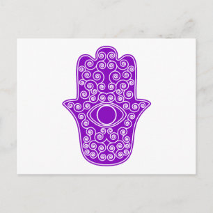 Paarse Hamsa-Hand van Miriam-Hand van Fatima.png Briefkaart