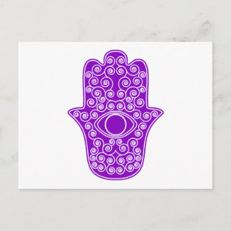 Paarse Hamsa-Hand van Miriam-Hand van Fatima.png Briefkaart