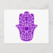 Paarse Hamsa-Hand van Miriam-Hand van Fatima.png Briefkaart (Voorkant)