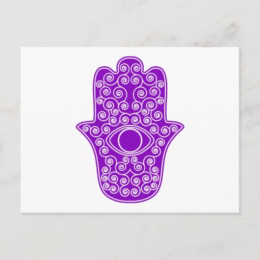 Paarse Hamsa-Hand van Miriam-Hand van Fatima.png Briefkaart (Voorkant)