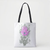 Paarse Hamsa met Arabische Canvas tas "Niet moeili (Voorkant)