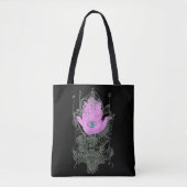 Paarse Hamsa Talmud Quote op zwart Tote Bag (Voorkant)