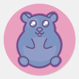 Paarse Hamster Ronde Sticker