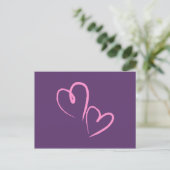 Paarse hand Drawn Hearts Briefkaart (Staand voorkant)
