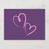 Paarse hand Drawn Hearts Briefkaart (Voorkant)
