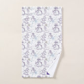 Paarse hand Drawn Jolly Xmas Snowman Bad Handdoek (Handdoek)