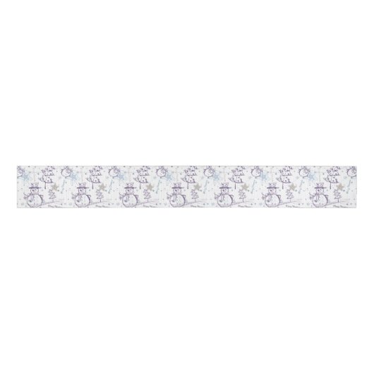 Paarse hand Drawn kerstman Grosgrain Lint (Voorkant)