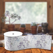 Paarse hand Drawn kerstman Grosgrain Lint