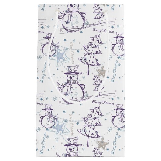 Paarse hand Drawn kerstman Klein Cadeauzakje (Voorkant)