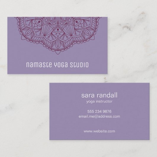 Paarse hand Drawn Mandala Simple Elegant Visitekaartje (Voorkant / Achterkant)
