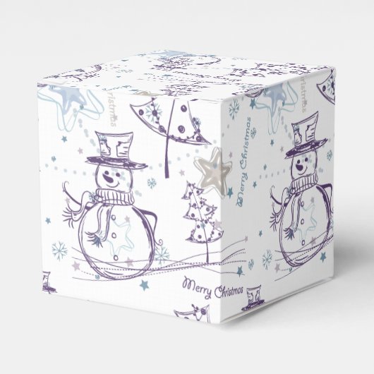 Paarse hand Drawn Snowman Kerstmis Bedankdoosjes (Voorkant Zijde)