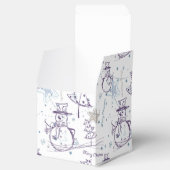 Paarse hand Drawn Snowman Kerstmis Bedankdoosjes (Geopend)