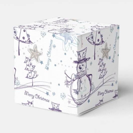 Paarse hand Drawn Snowman Kerstmis Bedankdoosjes (Achterkant)
