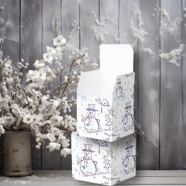 Paarse hand Drawn Snowman Kerstmis Bedankdoosjes