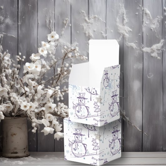 Paarse hand Drawn Snowman Kerstmis Bedankdoosjes