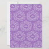 Paarse hand getrokken blad monogram kunst bruiloft kaart (Achterkant)