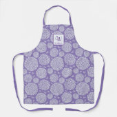 Paarse Hand-getrokken bloemenpatroon Monogram Scho Schort (Voorkant)