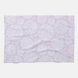 Paarse Hand-getrokken Bloempatroon Theedoek