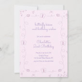 Paarse Hand Getrokken Vlinder Verjaardag grillig Kaart (Voorkant)