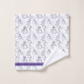 Paarse Hand Getrokken Xmas Sneeuwman Streep Bad Handdoek (Wasdoekje)