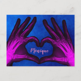 Paarse hand Xray Heart Briefkaart