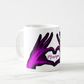 Paarse hand Xray Heart Koffiemok (Voorkant links)