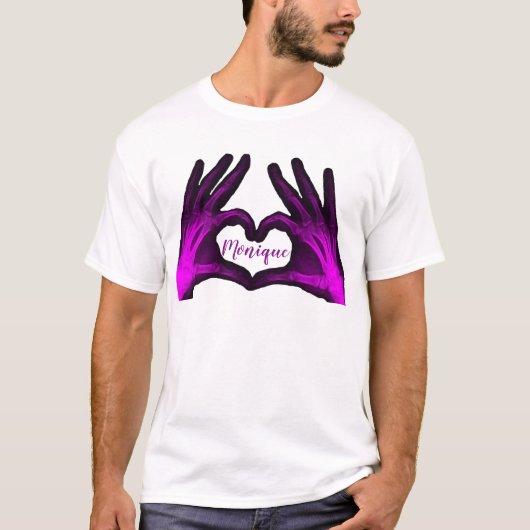 Paarse hand Xray Heart T-shirt (Voorkant)