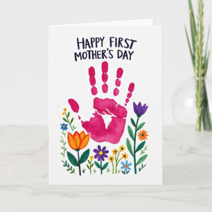 Paarse Handafdruk Bloemkaart Kaart