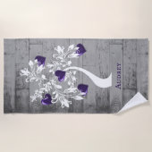 Paarse handdoek met persoonlijke hartslag (Voorkant)