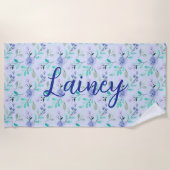 Paarse handdoek met Waterverf van Floral (Voorkant)