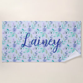 Paarse handdoek met Waterverf van Floral