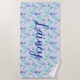Paarse handdoek met Waterverf van Floral