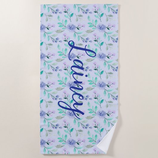 Paarse handdoek met Waterverf van Floral (Voorkant)