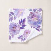 Paarse handdoekset voor Floral Waterverf Bad Handdoek (Wasdoekje)