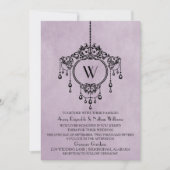 Paarse  handelier Wedding Invite Kaart (Voorkant)