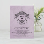 Paarse  handelier Wedding Invite Kaart (Staand voorkant)