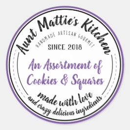 Paarse Handgemaakte Artisan Gourmet Food Label