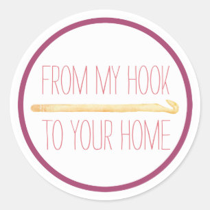 Paarse handgemaakte haak ronde sticker