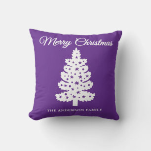 Paarse handgeschreven kerstboom kussen