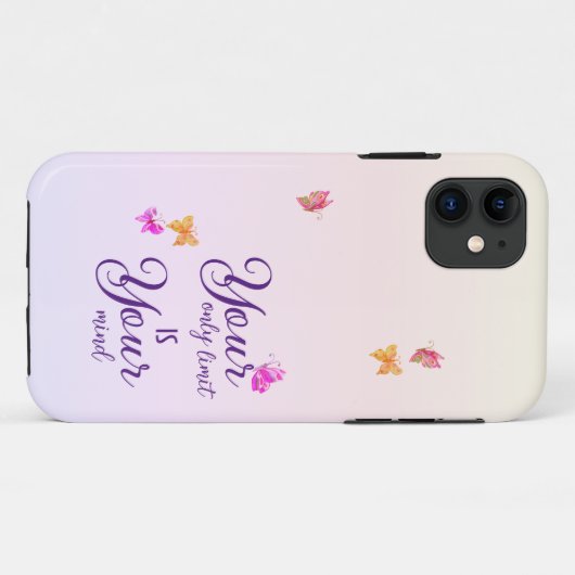 Paarse handgeschreven script iPhone case (Achterkant (horizontaal))