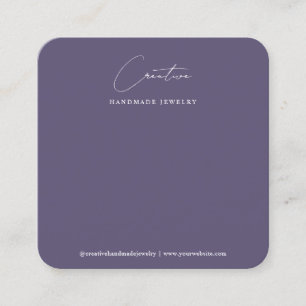 Paarse Handgeschreven Script Sieraden Display Vierkante Visitekaartje