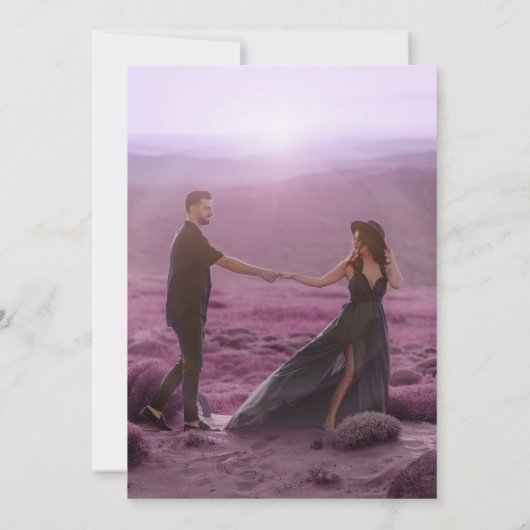 Paarse handgetekende springbladbotanische krans kaart (Achterkant)